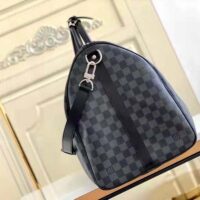 Louis Vuitton LV Unisex Keepall Bandoulière 55 Travel Bag Grey Damier Graphite Canvas (16)