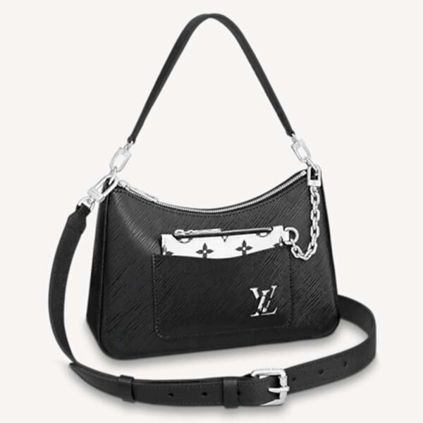 Louis Vuitton LV Unisex Marelle Handbag Quartz Black Epi Grained Cowhide Canvas (1)