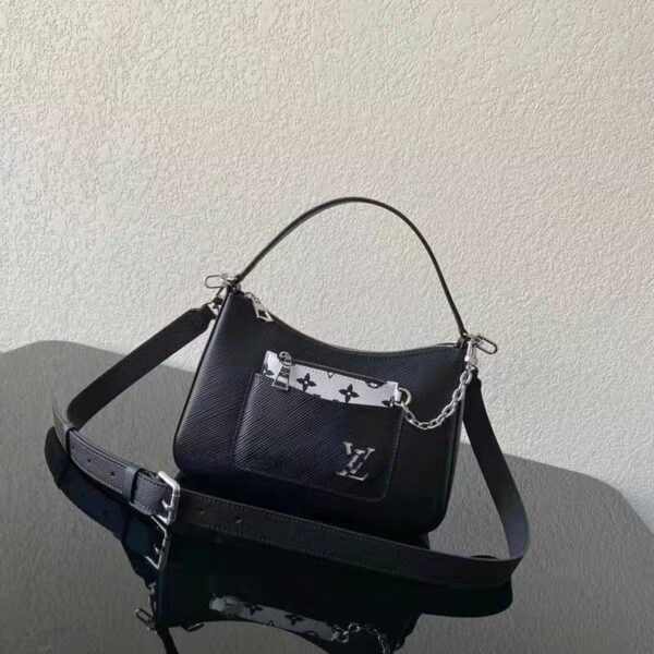 Louis Vuitton LV Unisex Marelle Handbag Quartz Black Epi Grained Cowhide Canvas (11)