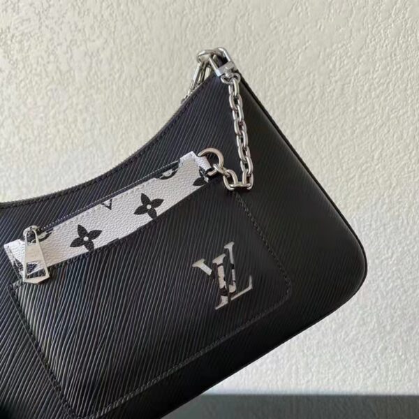 Louis Vuitton LV Unisex Marelle Handbag Quartz Black Epi Grained Cowhide Canvas (14)