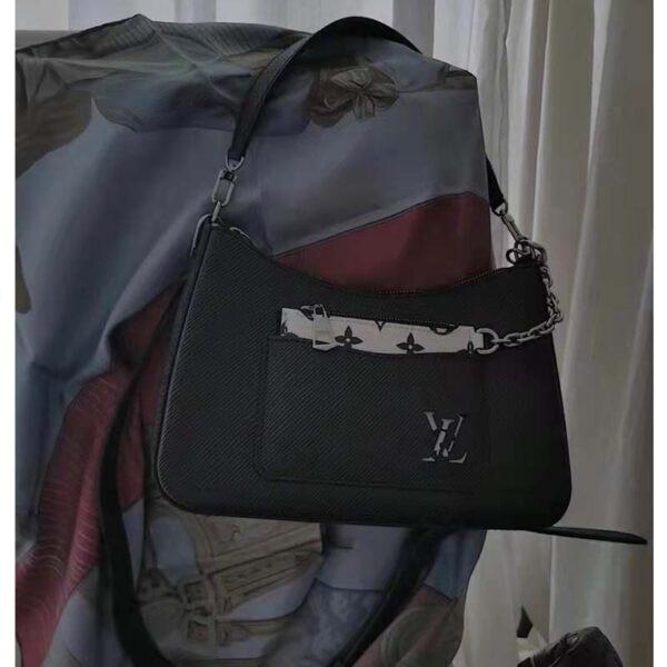 Louis Vuitton LV Unisex Marelle Handbag Quartz Black Epi Grained Cowhide Canvas (4)