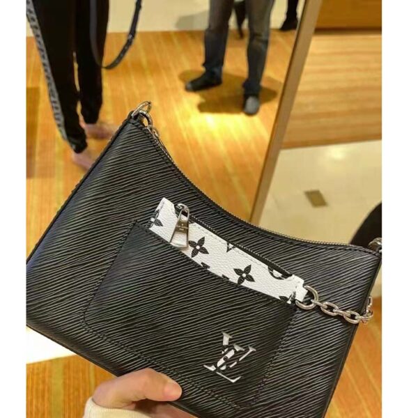 Louis Vuitton LV Unisex Marelle Handbag Quartz Black Epi Grained Cowhide Canvas (7)