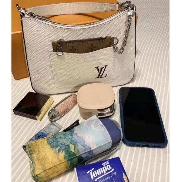Louis Vuitton LV Unisex Marelle Handbag Quartz White Epi Grained Cowhide Canvas (1)