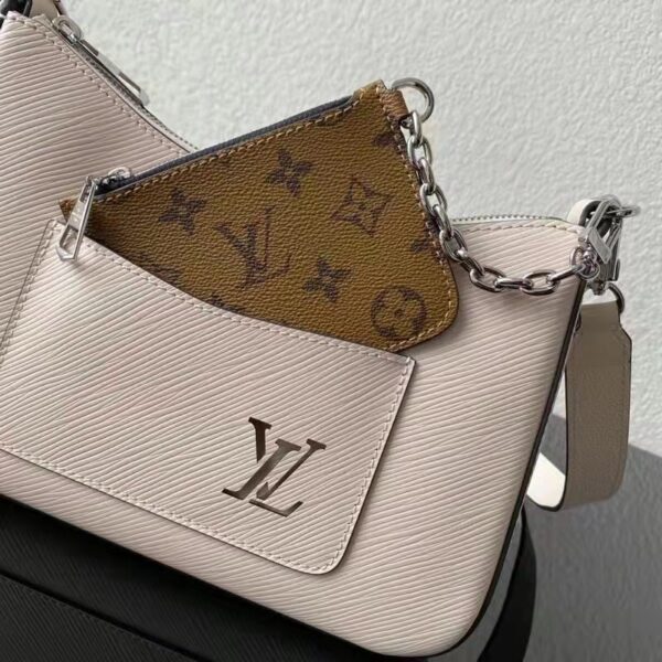 Louis Vuitton LV Unisex Marelle Handbag Quartz White Epi Grained Cowhide Canvas (12)