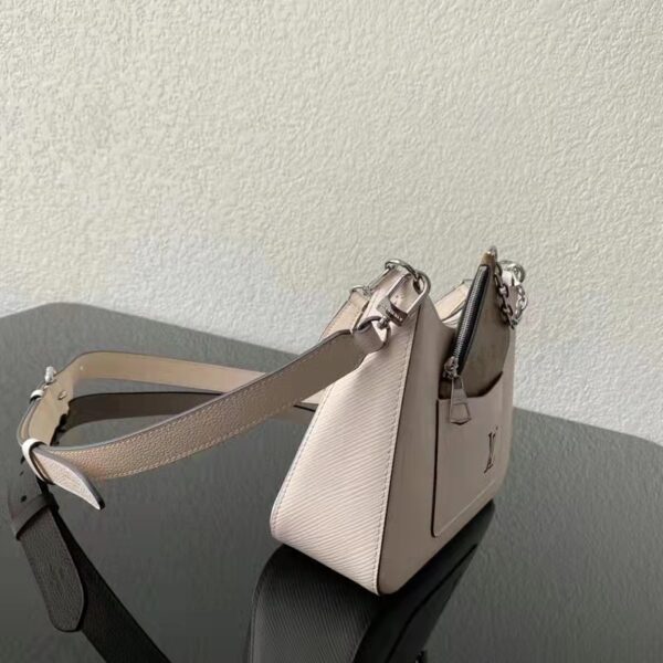 Louis Vuitton LV Unisex Marelle Handbag Quartz White Epi Grained Cowhide Canvas (15)