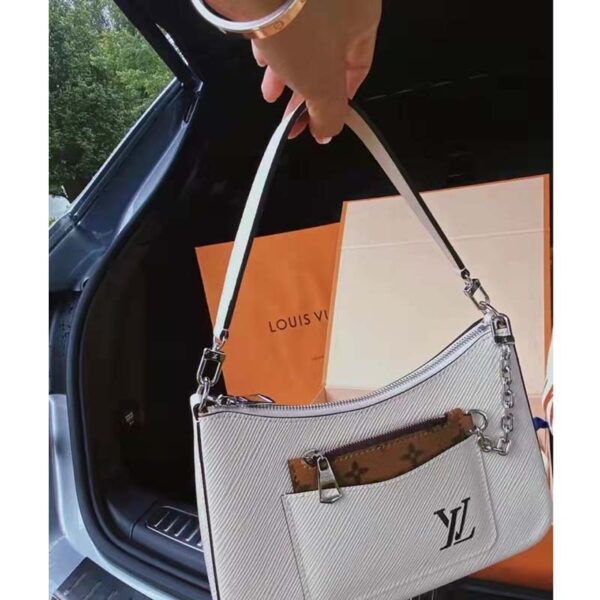 Louis Vuitton LV Unisex Marelle Handbag Quartz White Epi Grained Cowhide Canvas (2)