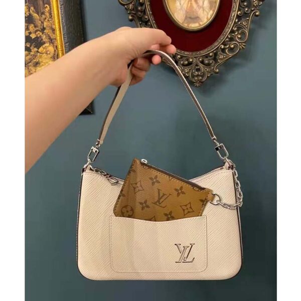 Louis Vuitton LV Unisex Marelle Handbag Quartz White Epi Grained Cowhide Canvas (4)