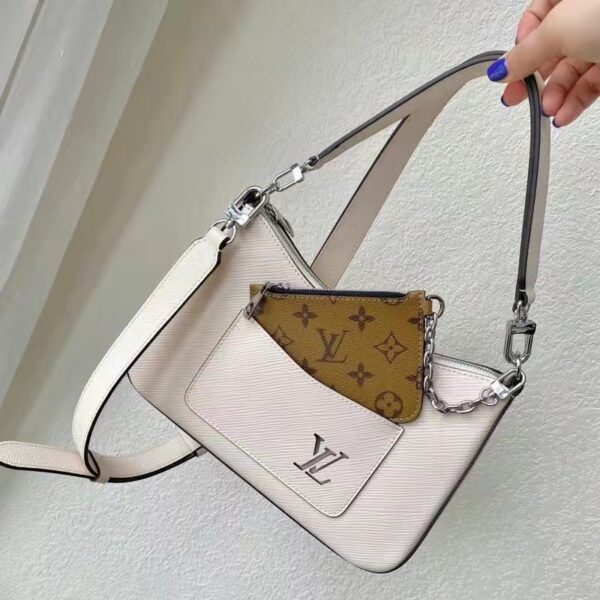 Louis Vuitton LV Unisex Marelle Handbag Quartz White Epi Grained Cowhide Canvas (5)