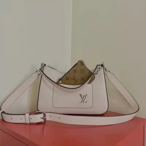 Louis Vuitton LV Unisex Marelle Handbag Quartz White Epi Grained Cowhide Canvas (9)