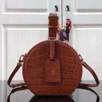 Louis Vuitton LV Unisex Petite Boite Chapeau Orange Matte Alligator Leather (1)