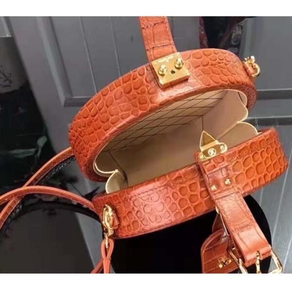 Louis Vuitton LV Unisex Petite Boite Chapeau Orange Matte Alligator Leather (4)