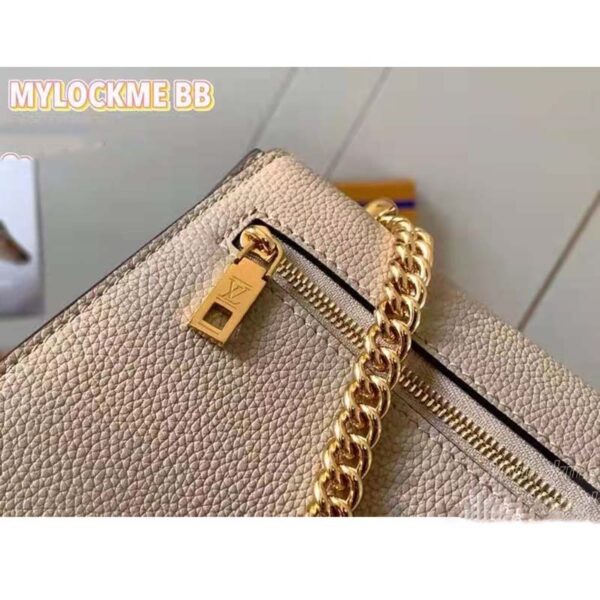 Louis Vuitton LV Women Mylockme Chain Bag Beige Soft Grained Calfskin Turn Lock (12)