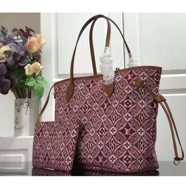 Louis Vuitton LV Women Since 1854 Neverfull MM Tote Red Monogram Flowers Canvas (9)