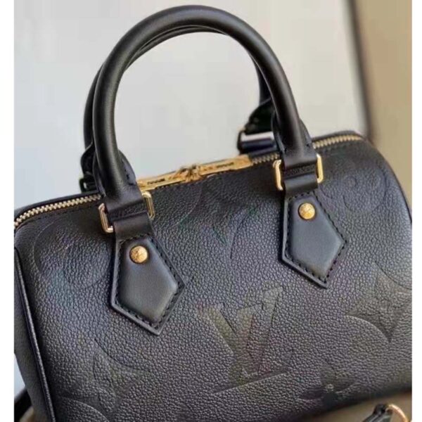 Louis Vuitton LV Women Speedy Bandoulière 20 Black Embossed Grained Cowhide Leather (8)