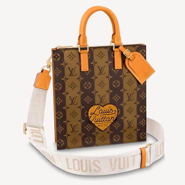 Louis Vuitton Unisex Sac Plat Messenger Bag Monogram Stripes Brown Coated Canvas Cowhide (8)