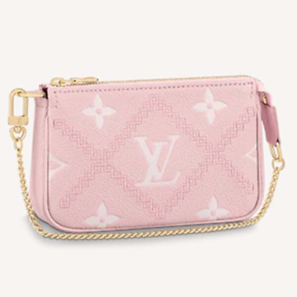 Louis Vuitton Women Mini Pochette Accessoires Pink Monogram Empreinte Embroidered Cowhide