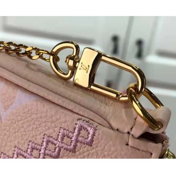 Louis Vuitton Women Mini Pochette Accessoires Pink Monogram Empreinte Embroidered Cowhide (8)