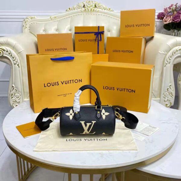 Louis Vuitton Women Papillon BB Black Beige Embossed Supple Grained Cowhide Leather (1)