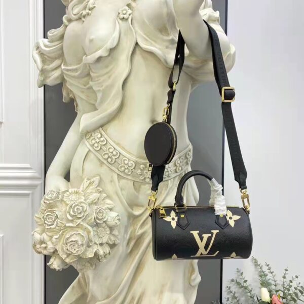 Louis Vuitton Women Papillon BB Black Beige Embossed Supple Grained Cowhide Leather (3)
