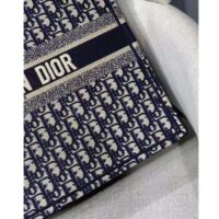 Dior Unisex CD Large Book Tote Navy Blue Dior Oblique Embroidery (2)