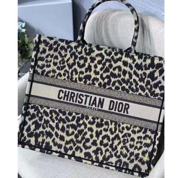 Dior Unisex CD Large Dior Book Tote Beige Multicolor Mizza Embroidery (8)