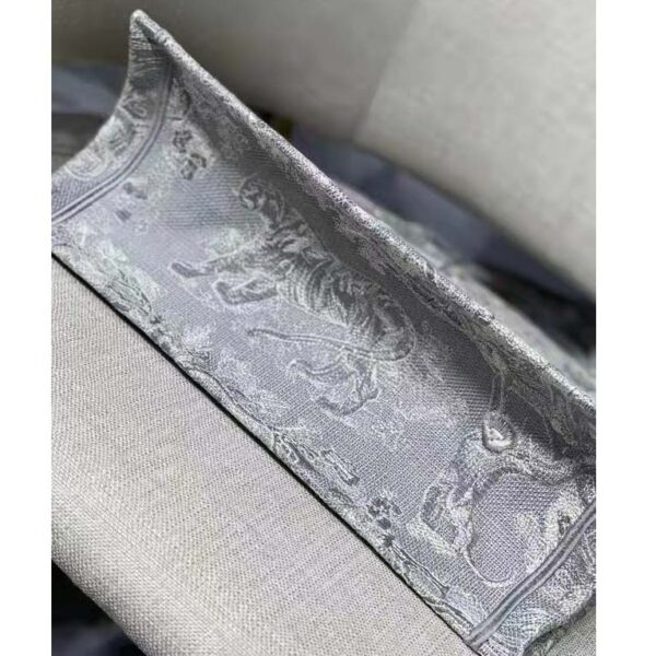 Dior Unisex CD Medium Dior Book Tote Gray Toile De Jouy Embroidery (12)