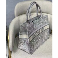 Dior Unisex CD Medium Dior Book Tote Gray Toile De Jouy Embroidery (7)