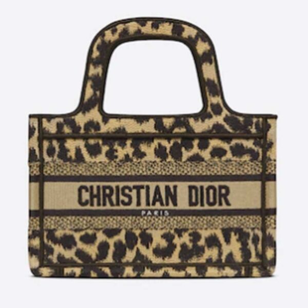 Dior Unisex CD Mini Dior Book Tote Beige Multicolor Mizza Embroidery (2)