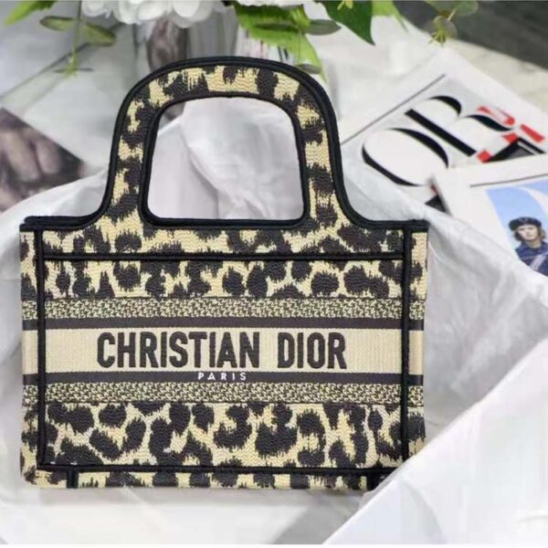 Dior Unisex CD Mini Dior Book Tote Beige Multicolor Mizza Embroidery (3)