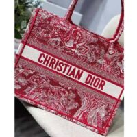 Dior Unisex Medium Book Tote Burgundy Toile De Jouy Stripes Embroidery (2)