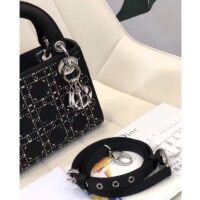 Dior Women CD Mini Lady Dior Bag Black Strass Cannage Satin (8)