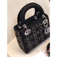 Dior Women CD Mini Lady Dior Bag Black Strass Cannage Satin (8)