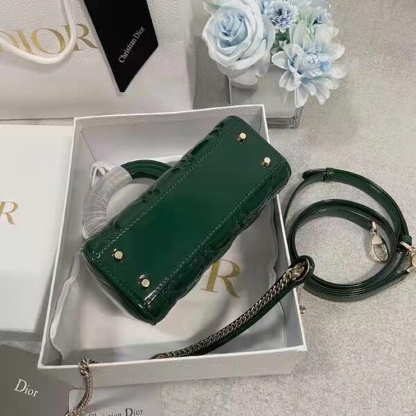 Dior Women CD Mini Lady Dior Bag Pine Green Patent Cannage Calfskin (2)