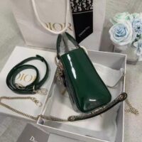 Dior Women CD Mini Lady Dior Bag Pine Green Patent Cannage Calfskin (9)