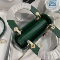 Dior Women CD Mini Lady Dior Bag Pine Green Patent Cannage Calfskin (9)