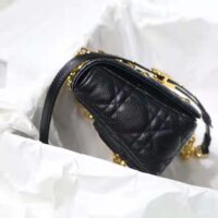 Dior Women CD Small Dior Caro Bag Black Supple Cannage Calfskin (12)