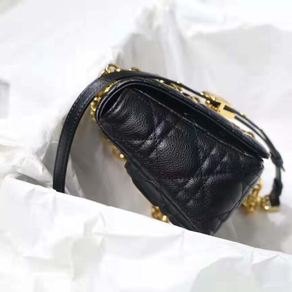 Dior Women CD Small Dior Caro Bag Black Supple Cannage Calfskin (10)