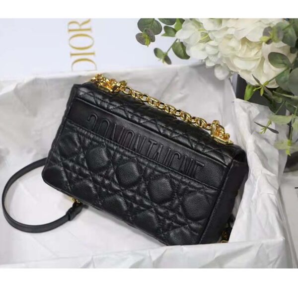 Dior Women CD Small Dior Caro Bag Black Supple Cannage Calfskin (2)