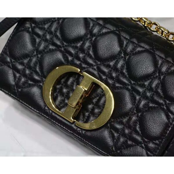 Dior Women CD Small Dior Caro Bag Black Supple Cannage Calfskin (3)