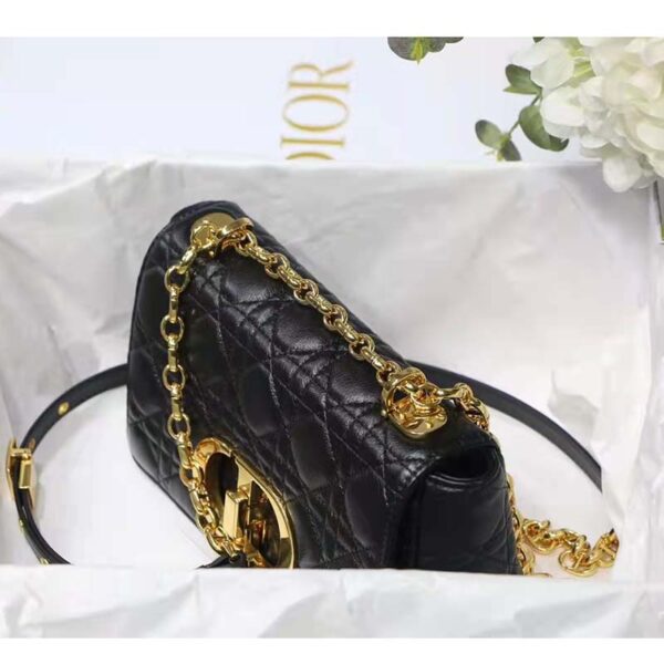 Dior Women CD Small Dior Caro Bag Black Supple Cannage Calfskin (7)