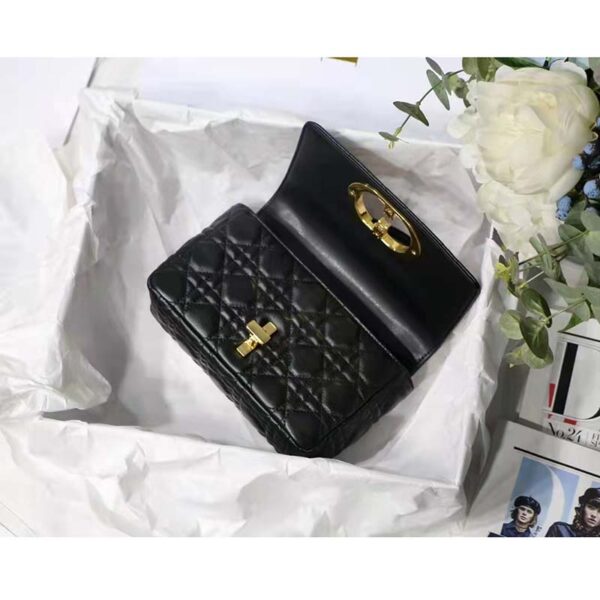 Dior Women CD Small Dior Caro Bag Black Supple Cannage Calfskin (8)