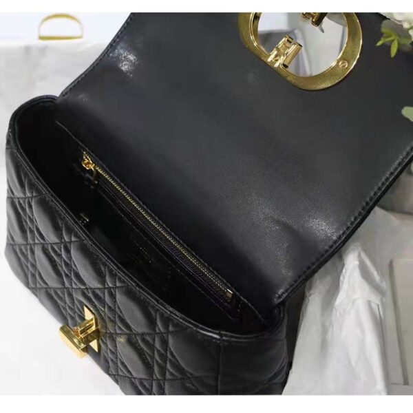 Dior Women CD Small Dior Caro Bag Black Supple Cannage Calfskin (9)