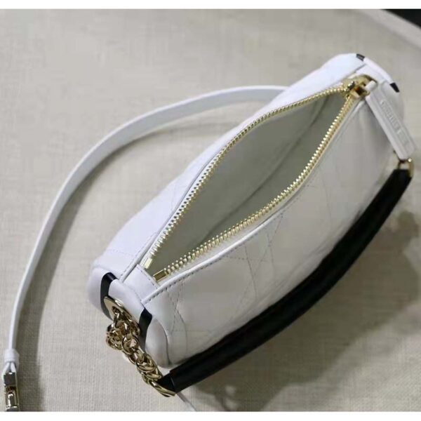 Dior Women CD Small Dior Vibe Hobo Bag White Cannage Lambskin (6)