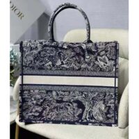 Dior Women Large Book Tote Blue Toile De Jouy Reverse Embroidery (10)