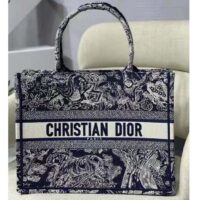 Dior Women Medium Book Tote Blue Toile De Jouy Reverse Embroidery (8)