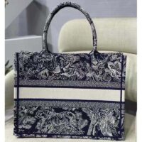 Dior Women Medium Book Tote Blue Toile De Jouy Reverse Embroidery (8)