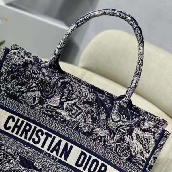 Dior Women Medium Book Tote Blue Toile De Jouy Reverse Embroidery (2)