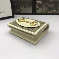 Gucci GG Unisex 1955 Horsebit Card Case Wallet Beige Ebony GG Supreme Canvas (7)