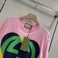 Gucci Men GG Interlocking G Heart T-Shirt Pink Cotton Jersey Crewneck Oversize Fit (10)