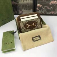 Gucci Unisex 1955 Horsebit Card Case Wallet Beige Ebony GG Supreme Canvas (7)
